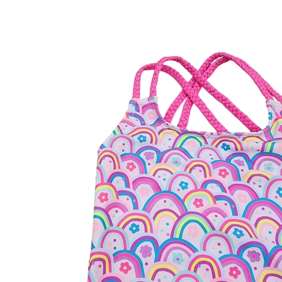 Andy & Evan Toddler Girls Rainbow Ruffle One Piece Bathing Suit - 3T - Picture 3 of 8